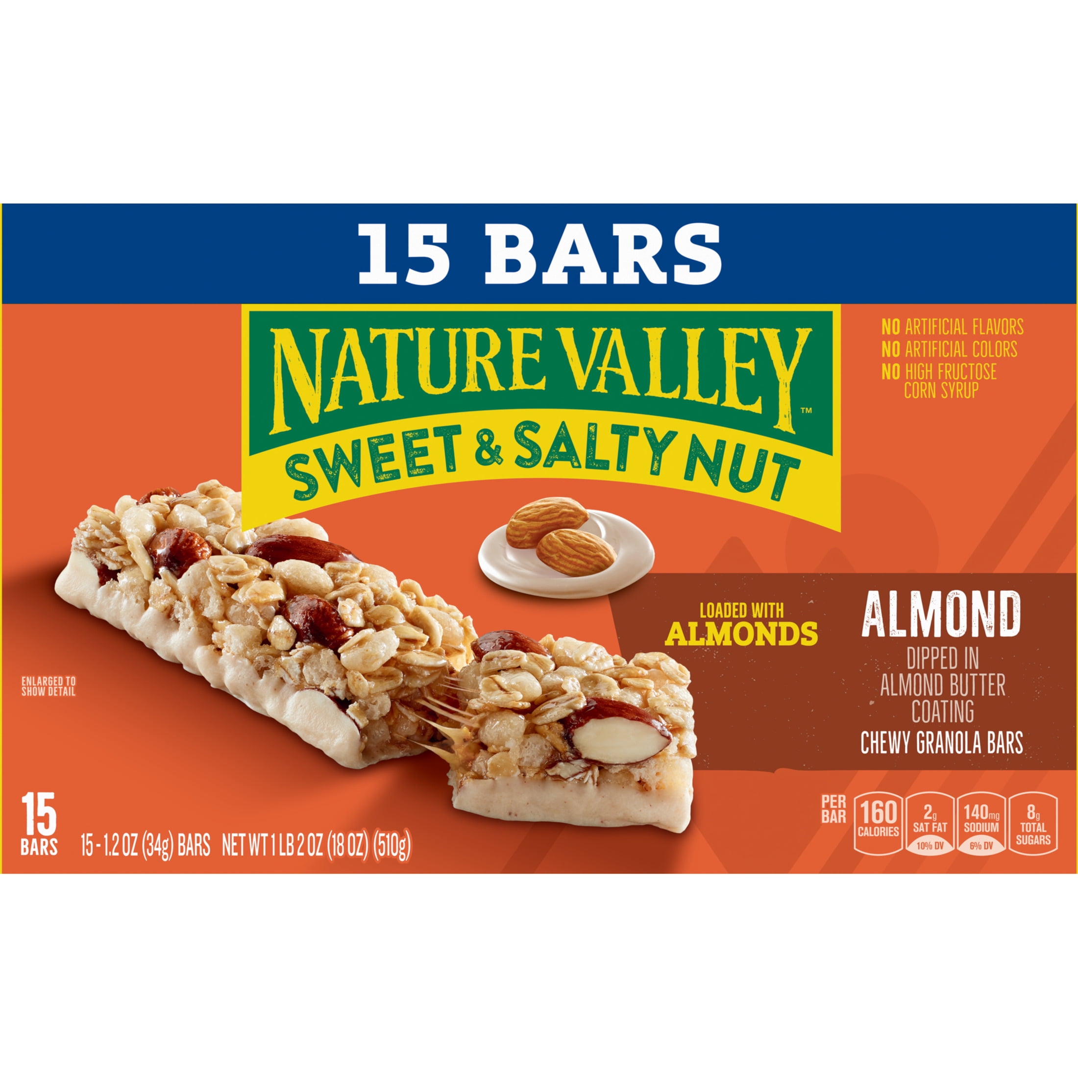 (8 pack) Nature Valley Sweet and Salty Nut Granola Bars, Almond, 15 Bars, 18 oz