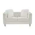 thumbnail image 4 of Gewnee Beige 2-Seater Velvet Accent Chair - Solid Eucalyptus Frame, Acrylic Crystal Legs, Removable Cushions & Pillows for Living Room/Bedroom, 4 of 9