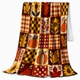 thumbnail image 2 of Autumn Harvest Patchwork Design, Cozy Friendship Quote Scene, Warm Flannel Blanket for Living Room and Reading Nook, Art Lovers Thanksgiving Gift, Artistic Home Decor, 2 of 9