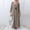 Khaki, variant on Linen Dress for Womens Casual Loose Cotton Boho Maxi Dress Round Neck 3/4 Sleeve Fall Flowy Long Dress