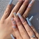 thumbnail image 1 of Coffin Fakes Nails Uñas extralargas para mujer, uñas de lujo, uñas con diamantes de imitación, uñas postizas acrílicas, uñas de bailarina de cobertura completa, 24 piezas, 1 of 5
