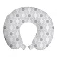 thumbnail image 1 of Geometric Travel Pillow Neck Rest, Circle Forms Connecting with Spiraling Rounds Hexagonal Stripes Design, Memory Foam Traveling Accessory Airplane and Car, 12", Taupe Grey Coconut, by Ambesonne, 1 of 2