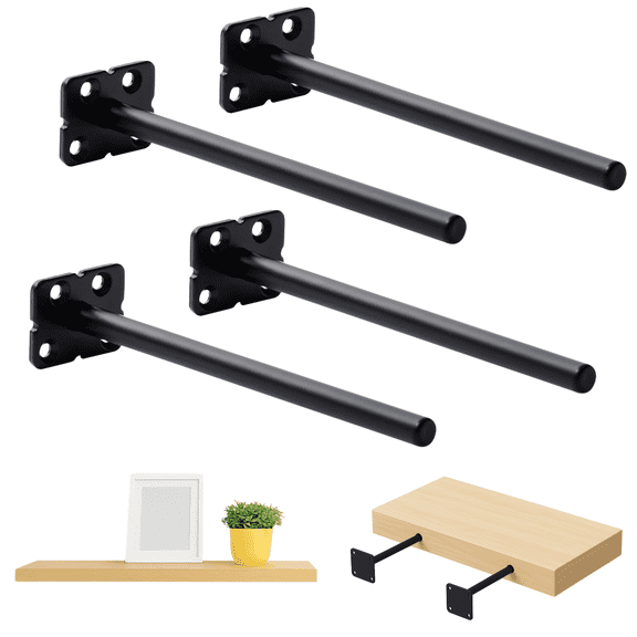 SOMADA 8 Inch Floating Shelf Brackets, 4 pack Invisible Heavy Duty Shelf Supports, Solid Steel Hardware Kit for Mounting Concealed Wooden Shelves or Mantle, Hidden Brackets for Blind Shelf