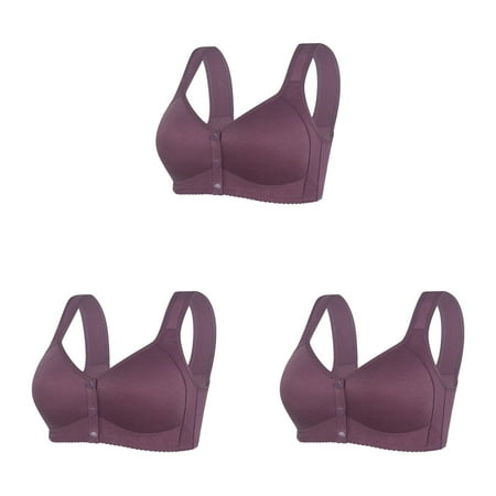 r Womens No Steel Ring Womens Bras Comfortable Wide Band Front Close Bra T Sports Bra for Women Back Plus Size Seamless Sports Bra Padded Unlined Bra for ceangrtro A (3Packs) A (3Packs)