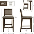 thumbnail image 5 of Guyou 26" Rattan Bar Stools Set of 2, Farmhouse Chenille Upholstered Counter Height Stools with Cane Woven Back, Mid-Century Modern Wooden Bar Chairs for Kitchen Island, Walnut Brown, 5 of 7