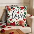 thumbnail image 4 of Funda de cojín decorativa con estampado de corazones y flores | Funda de almohada para sofá con temática de San Valentín | Decoración navideña para el hogar, 4 of 6