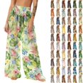 thumbnail image 1 of Pincandy Women Mesh Boho Beach Pants See Through Sheer Swimsuit Bikini Bottom Cover up Party Elastic High Waist Wide Leg Pants, 1 of 7