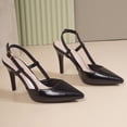 thumbnail image 5 of Miluxas Kitten Heels for Women Slingback Pointed Closed Toe Heels Women's Pumps Shoes for Wedding, Party Black 9(42), 5 of 9