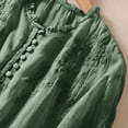 thumbnail image 5 of IMENGL Long Sleeve Shirts for Women Casual Cotton Linen Button Short Summer Loose Neck Embroidered Blouse Soft T-Shirt Women's Basic Tee Long Sleeve Tops,Green, 5 of 7