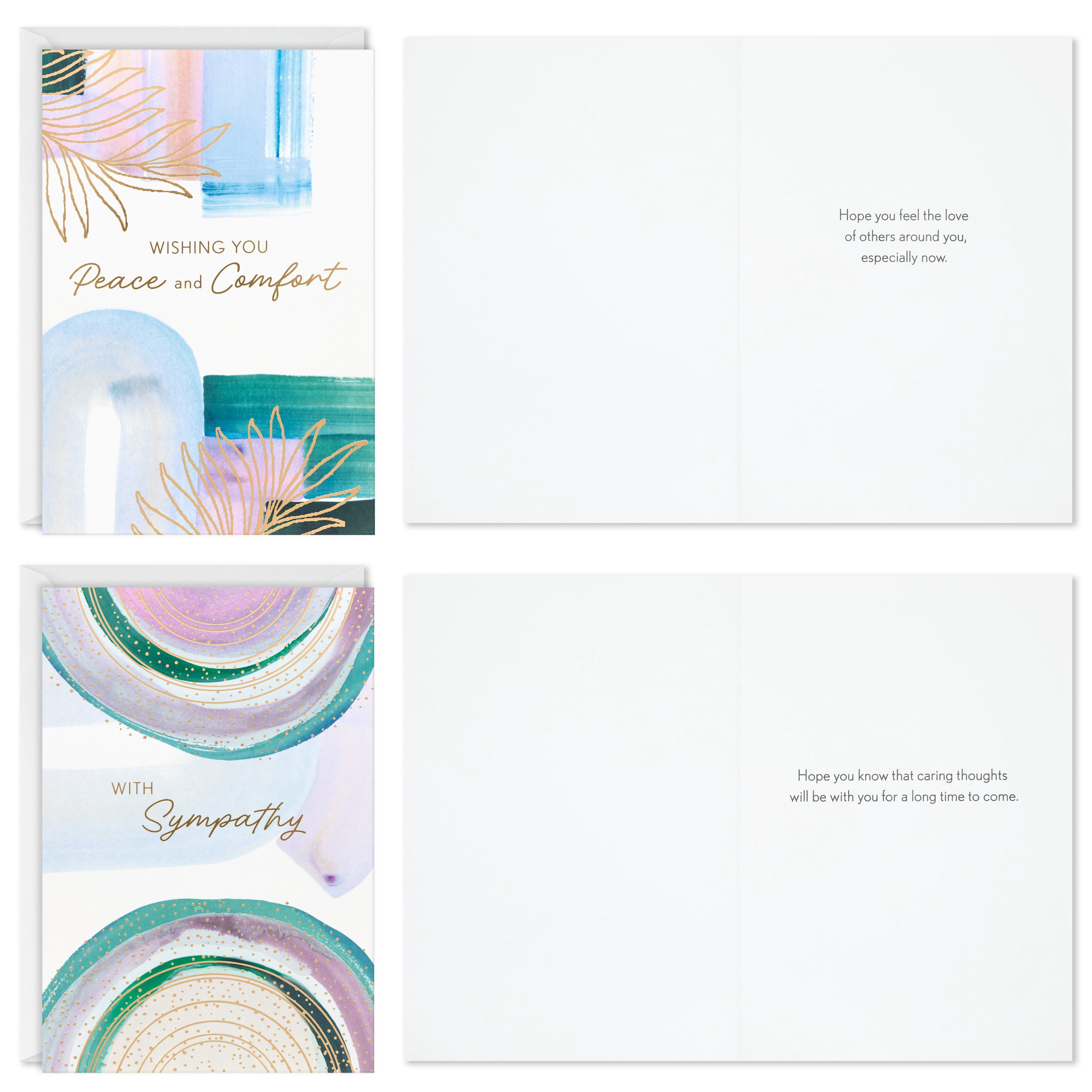 Hallmark Assorted Sympathy Cards (Soothing Brushstroke Pastels), Pack of 12