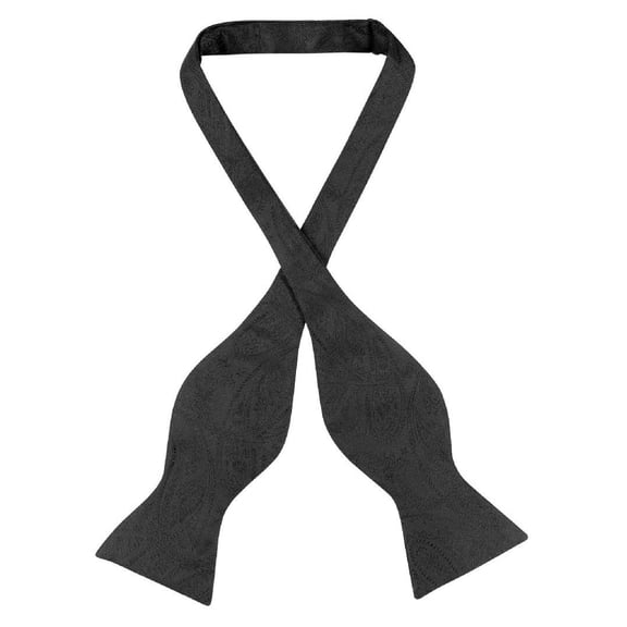 Vesuvio Napoli SELF TIE Bow Tie BLACK Color PAISLEY Design Men's BowTie