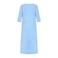 thumbnail image 4 of Gaecuw Linen Summer Dresses for Women Crew Neck Tshirt Dress Short Sleeve Plus Size Dresses Calf Length Maxi Dresses Shift Vacation Dresses Beach Dresses Casual Trendy Dresses Solid Summer Dresses, 4 of 8