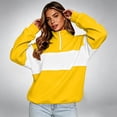 thumbnail image 5 of Quarter Zip Sweatshirt Women Stand Collar Color Block Fleece Pullover Lightweight Casual Loose Long Sleeve Fall Sweatshirt No Hood Yellow XL, 5 of 8