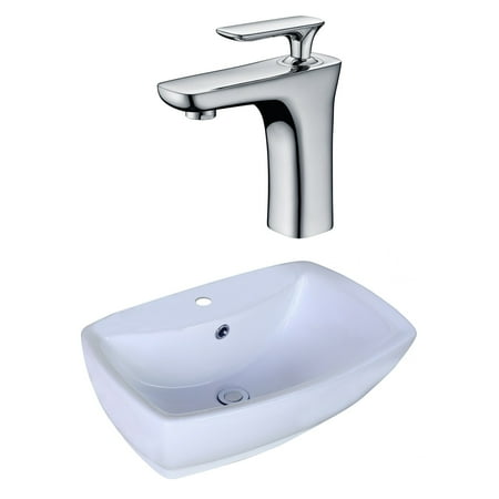 Rectangle Single Hole - American Imaginations 21.65-in. W x 15.35-in. D Rectangle Vessel Set In White Color With Single Hole CUPC Faucet