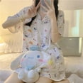 thumbnail image 2 of Sanrio-Pijama de Hello Kitty Cinnamoroll para mujer, camiseta de verano, pantalones cortos, 2 piezas, ropa de casa Kawaii, informal, poliéster, suave, 2 of 4