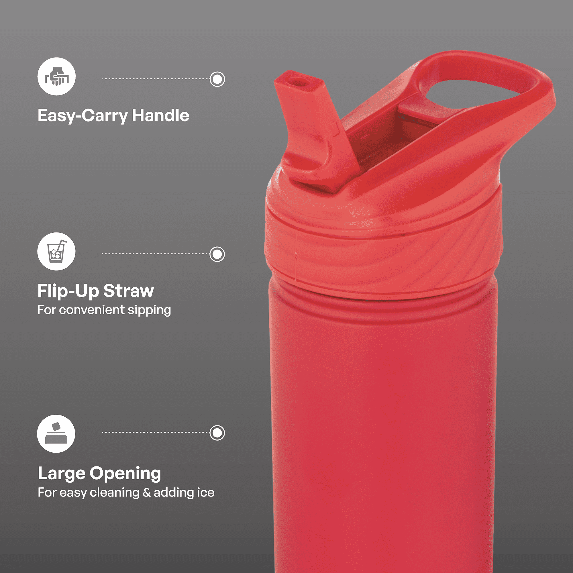 TAL Stainless Steel Ranger Water Bottle with Easy Sip Straw 26 fl oz, Red