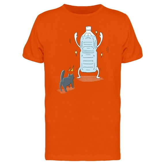 Cat And Plastic Bottle Cartoon Tee Men's -Image by Shutterstock