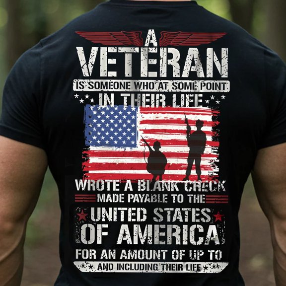 Trenditee A Veteran T-Shirt, Patriotic American Flag Military Tee