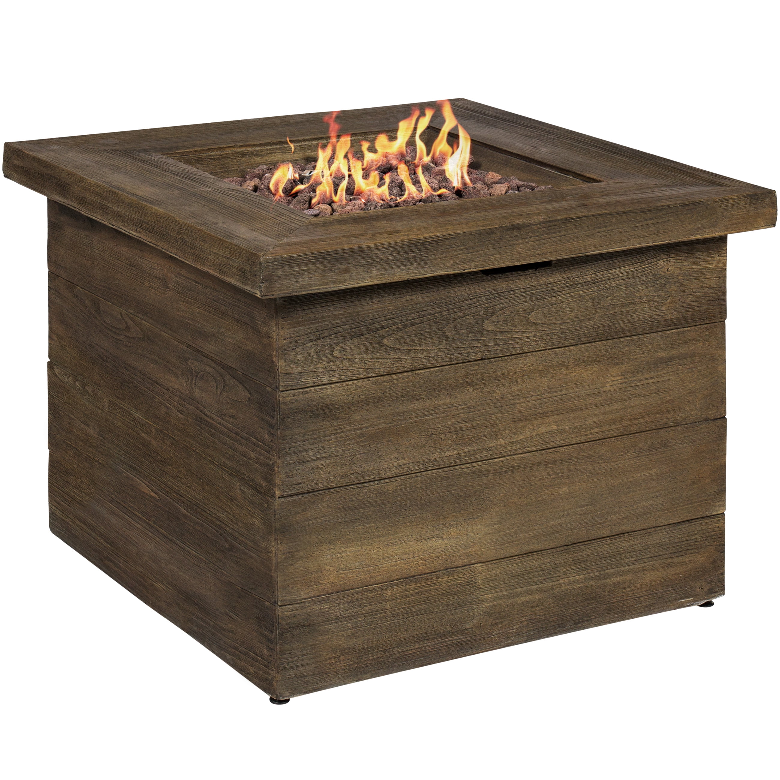 Best Choice Products Outdoor Gas Firepit Centerpiece Table w Lava Rocks and Cover Brown by