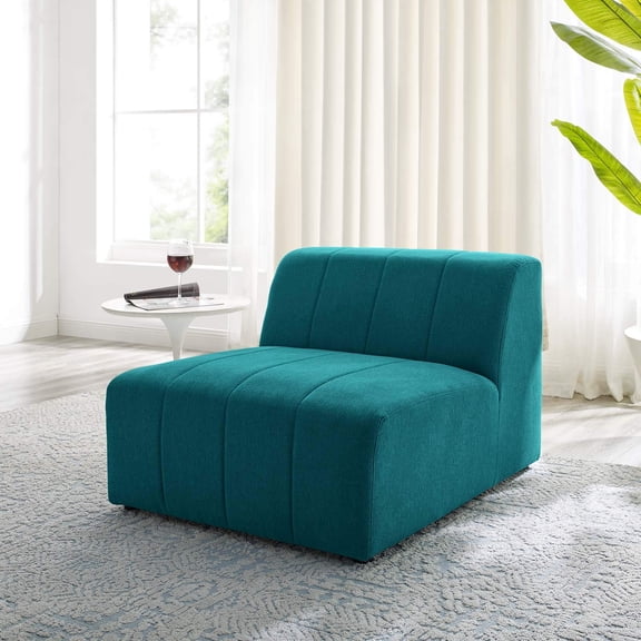 Maklaine Polyester Fabric Upholstered Armless Chair in Teal Blue