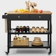 Portable Dining Kitchen Island Cart with Storage on Rolling Mobile