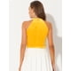 thumbnail image 4 of Top corto de fiesta con capas básicas de terciopelo y cuello halter para mujer Amarillo L, 4 of 5