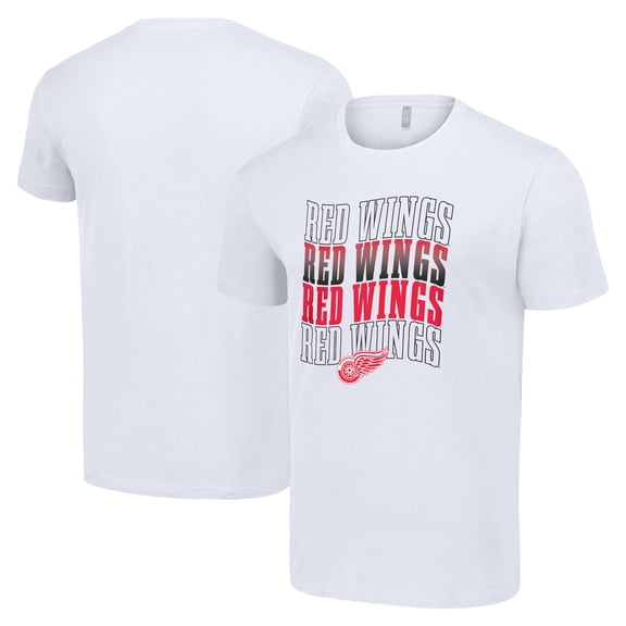 Men's Starter White Detroit Red Wings Four Team Name Logo T-Shirt