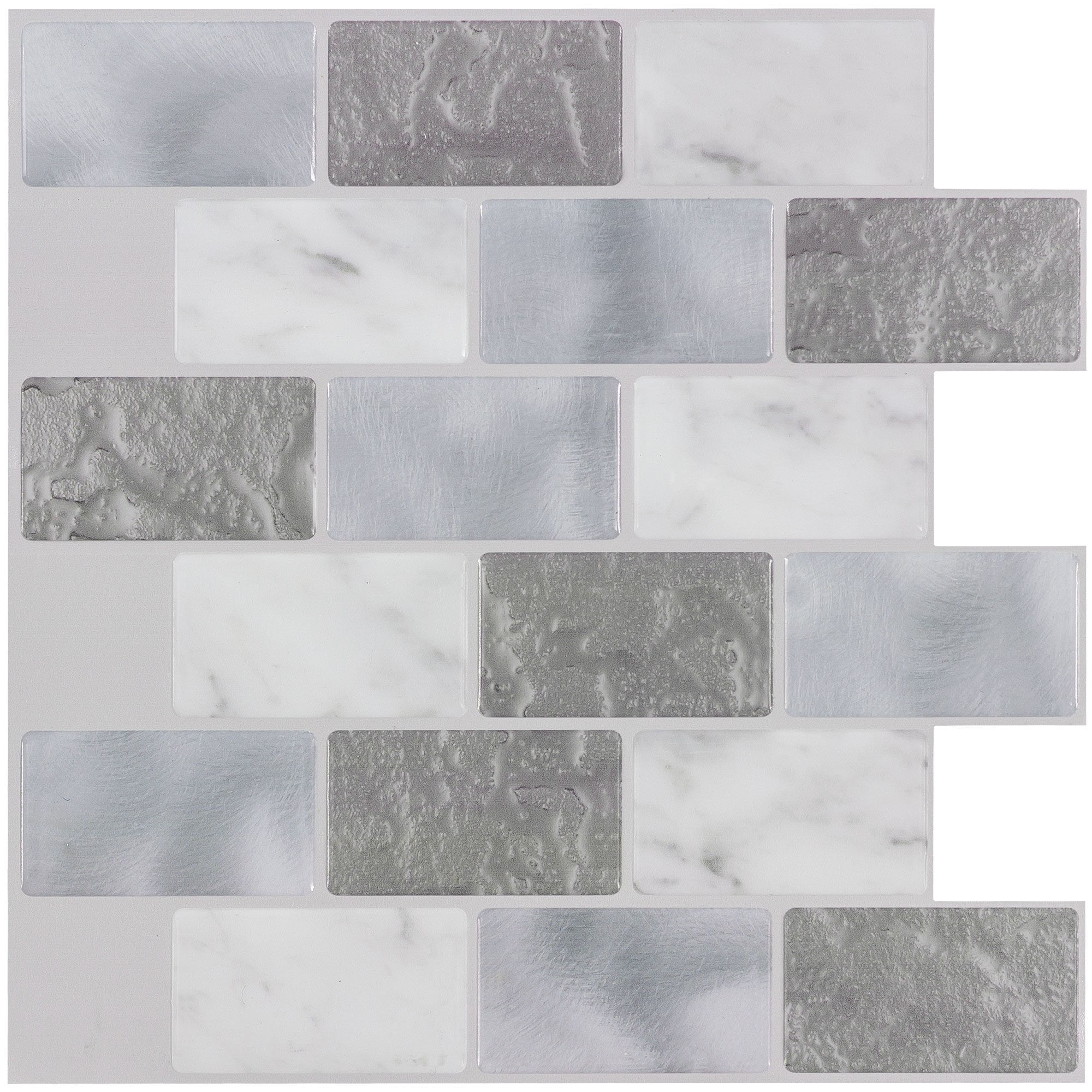 MTO0407 4PK Peel and Stick Linear Brick Khaki Brown Glossy Vynil Mosaic Tile