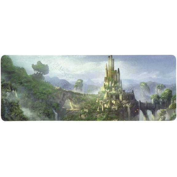 ZHANZZK Castle Mountain with Fantastic and Futuristic Style Scene Extra Extended Large Gaming Mouse Pad Mat Desk Pad Keyboard Mat 31.5x12 inch