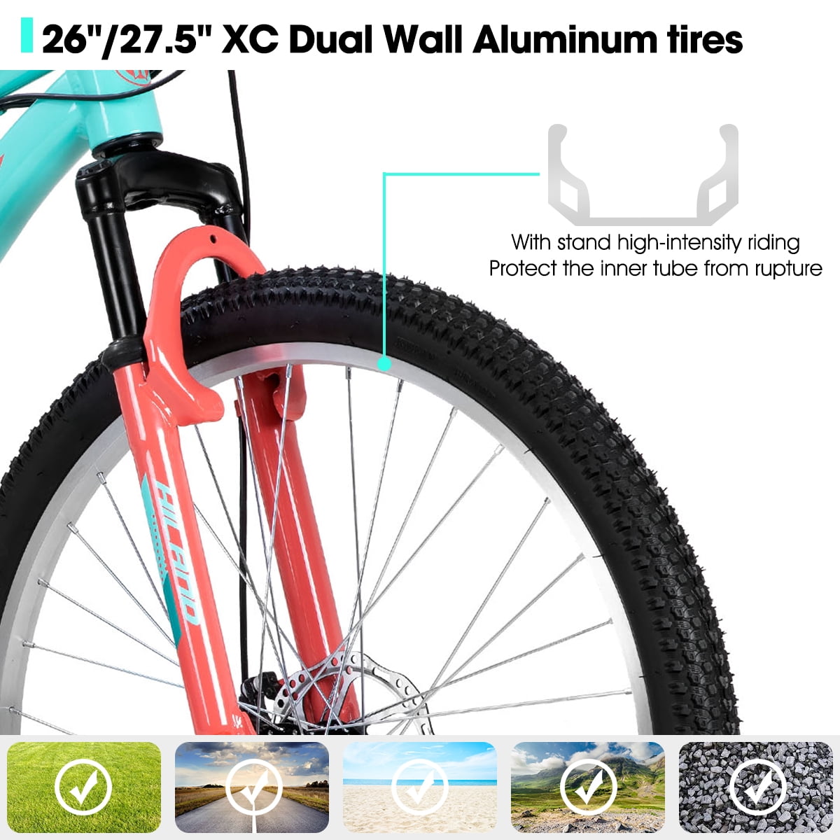 Hiland 26 Inch Mountain Bike, 18 Speed MTB with Dual Disc Brake, Mountain Bike for Women , Aluminium Frame Bicycle