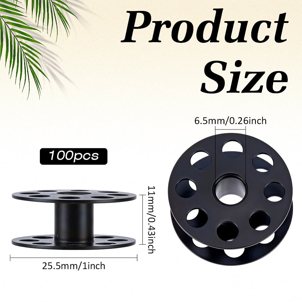 Iron Sewing Embroidery Thread Spool Empty Bobbins for Embroidery and Sewing Machines Black 2.55x1.1cm