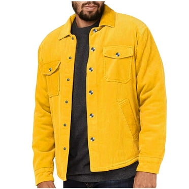 APEXFWDT Mens Corduroy Trucker Jacket Slim Fit Button Down Fall Winter Coat Vintage Lapel Crop Jacket with Multi Pockets