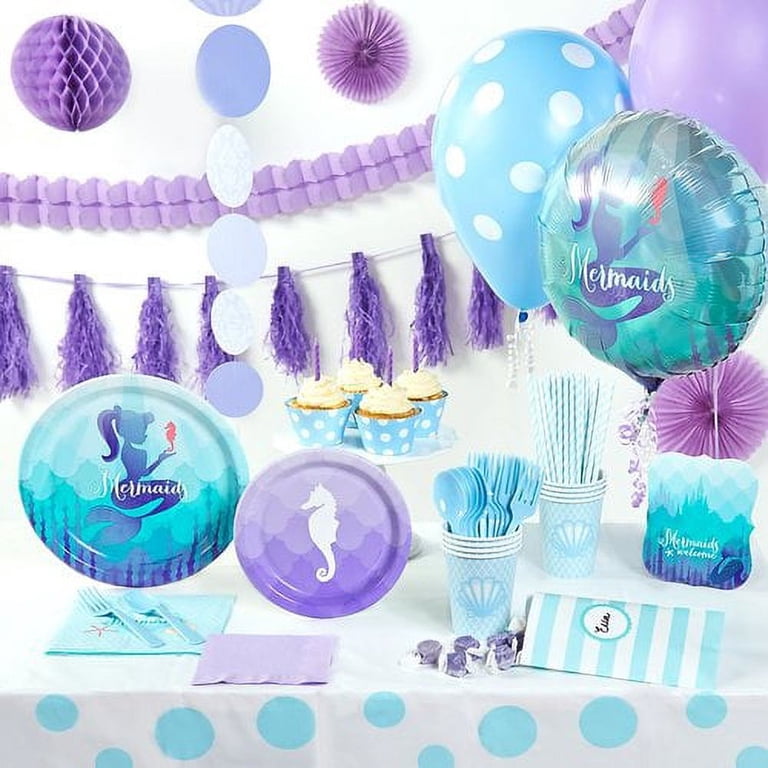 BirthdayExpress Meerjungfrau Dessertteller – 8 Stück, Papier, 7 Zoll, Unterwasser-Partyzubehör Für Mädchen