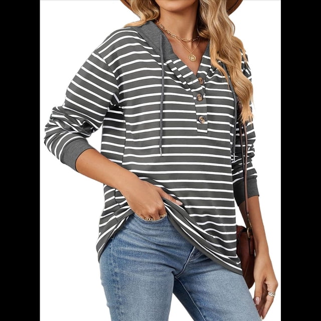 Sudaderas con Capucha de Moda para Mujer, Sudaderas Holgadas de Gran Tamaño, Camisetas de Larga, Corte Holgado Gris Oscuro- XL