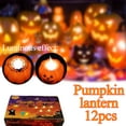 thumbnail image 3 of ​​LED Pumpkin Light Set Flameless Halloween Decoration - 12 Pack Orange Jack-o-lantern Tealights for Party Home Decor​​(A), 3 of 8