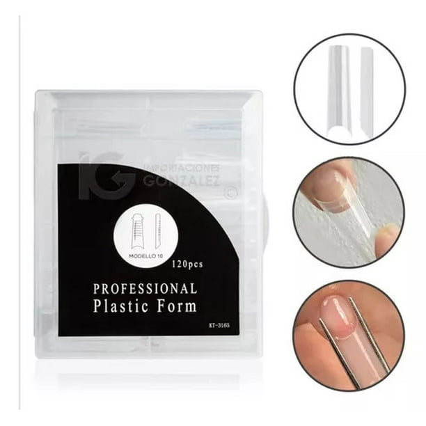 Caja Con 100 Tips Dual System Forma Coffin Transparente Para Acrílico Y Polygel Belié Dual System Form