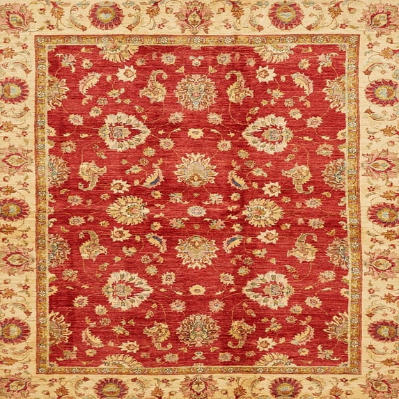 Ahgly Company Indoor Square Abstract Orange Oriental Area Rugs, 4' Square