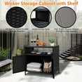 thumbnail image 4 of Kojooin Rattan Outdoor Storage Cabinet, Waterproof Patio Sideboard with Open Compartment and 2 Doors for Garden or Poolside, 4 of 7