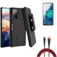 thumbnail image 1 of Screen Protector & 10ft USB Cable & Case Belt Clip for Samsung Galaxy S20 Fan Edition - Anti-Glare Tempered Glass + Type-C Charger Cord + Holster Swivel Combo, 1 of 1