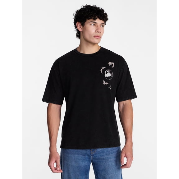Nightmare Before Christmas Men's Jack Skellington Halloween Front and Back Graphic Tee, Sizes XS-5XL