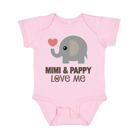

Inktastic Mimi and Pappy Love Me Elephant Gift Baby Boy or Baby Girl Bodysuit