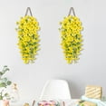 thumbnail image 3 of Djiypn 4 Pack Artificial Hanging Flowers, Fake Flowers Hanging Plant Morning Glory Flower, Artificial Faux Silk Spring Flower for Wall Front Door Yard Garden Wedding Outdoor Decoration(Yellow), 3 of 9