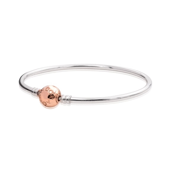 Moments Silver Bangle with Rose Clasp - 21 cm - 580713-21