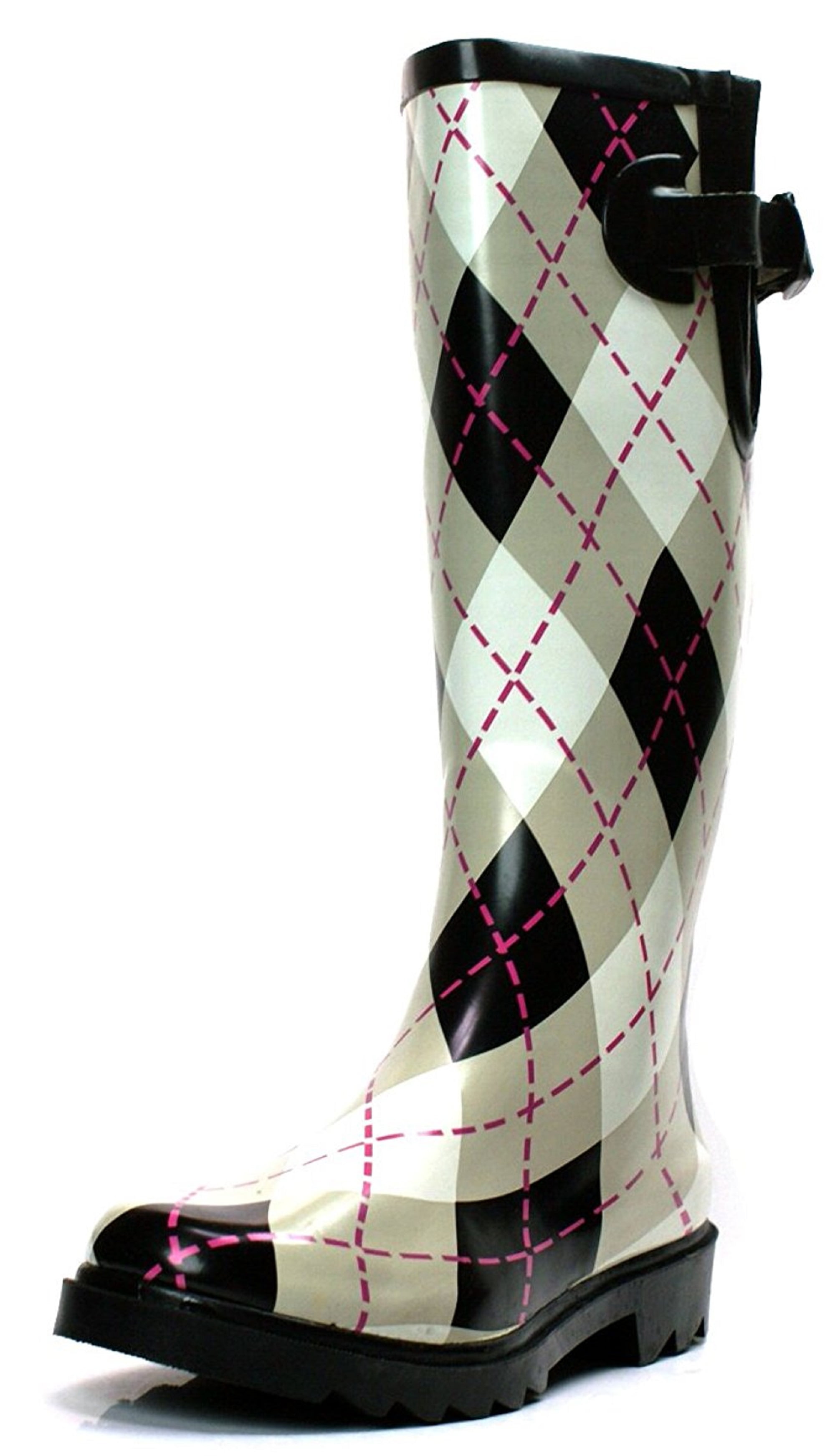 plaid rubber boots