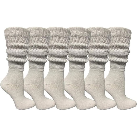 Yacht & Smith 6 Pairs Womens Scrunched Slouch Socks, Cotton Boot Socks Bulk Pack