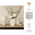 thumbnail image 5 of Elegant Oval Ridged Ceramic Vase for Living Room Decor - Decorative Home Accents for Bedroom, Office Desk, and Entryway Table - Flower Vase for Shelf or Kitchen Counter Display - 9", White, 5 of 12