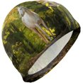 thumbnail image 1 of FYBTO Casquette de Natation Cheval Blanc Debout en Automne Forêt Unisexe Adulte FYBTO Polyester, 1 of 4
