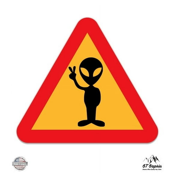 Alien Peace Sign Triangle - 3" Vinyl Sticker - For Car Laptop I-Pad Phone Helmet Hard Hat - Waterproof Decal