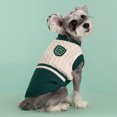 thumbnail image 2 of New Pet Clothing, Color - Block Knit Dog Sweater For Spring, Autumn, Winter, Two - Legged Design With Embroidered Patch, Green Xl - For Small Medium Dogs, Indoor Outdoor, 2 of 3