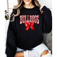 thumbnail image 3 of Trendy Bulldogs Sweatshirt for Women and Youth Girls Red Bow School Football Team Spirit Sweater Black Sweatshirt Adult Large, 3 of 4